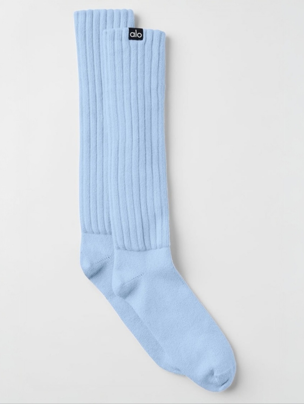 NWT ALO Yoga Unisex Ribbed Scrunch Socks in Seashell Blue Medium